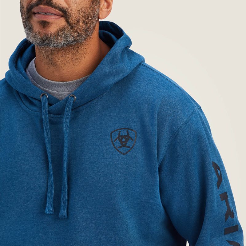 Ariat Logo Hoodie Poseidon Heather Homme | SIN-70136572