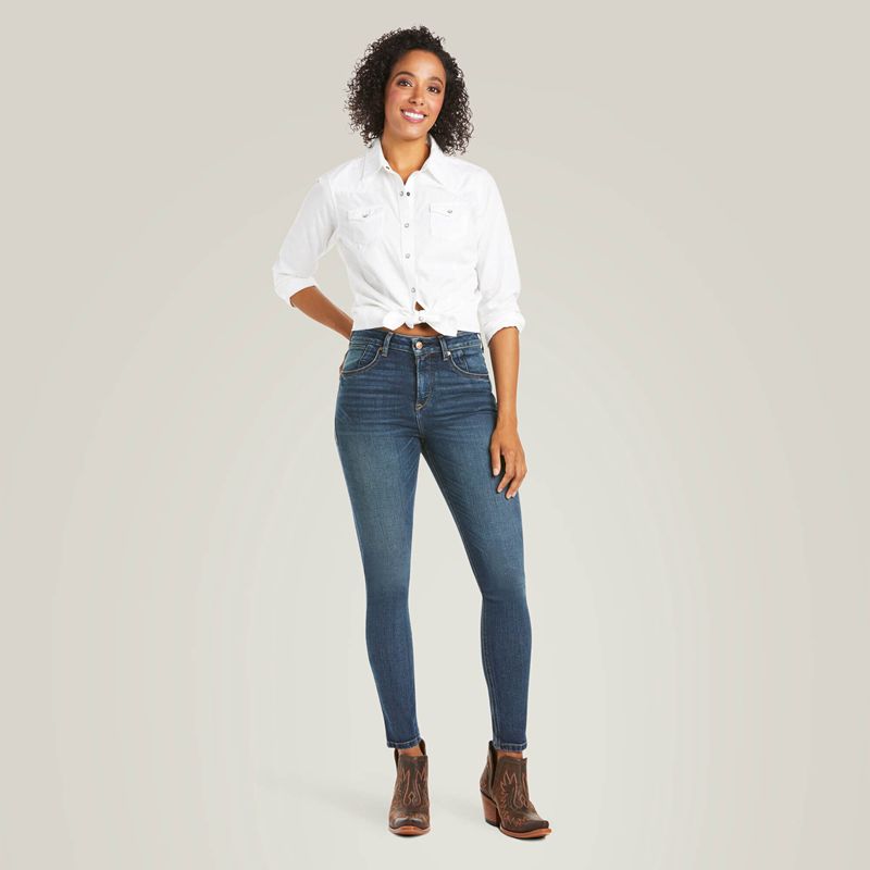 Ariat Premium High Rise Skinny Jean Stretch Bleu Femme | XXR-35189714