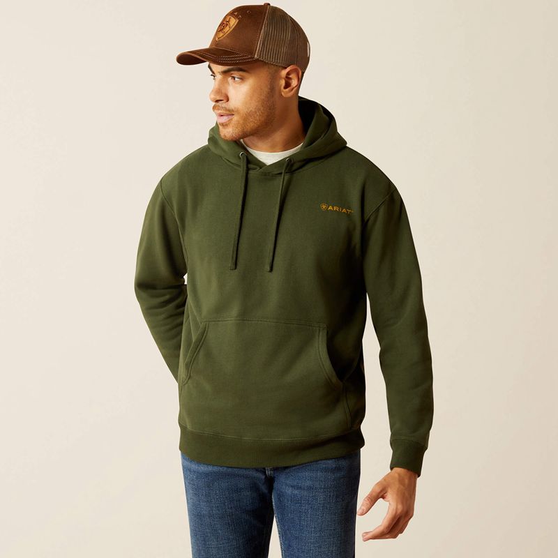 Ariat Barbwire Skull Hoodie Vert Foncé Homme | HAU-43200812