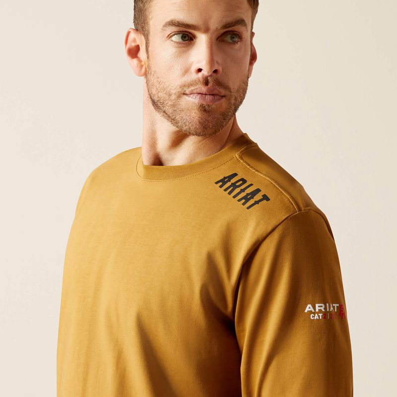 Ariat Fr Work Hard Live Free T-Shirt Marron Homme | MML-36585727