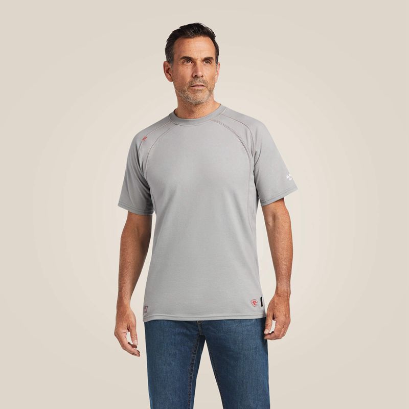 Ariat Fr Work Crew T-Shirt Argent Homme | JNO-07632162