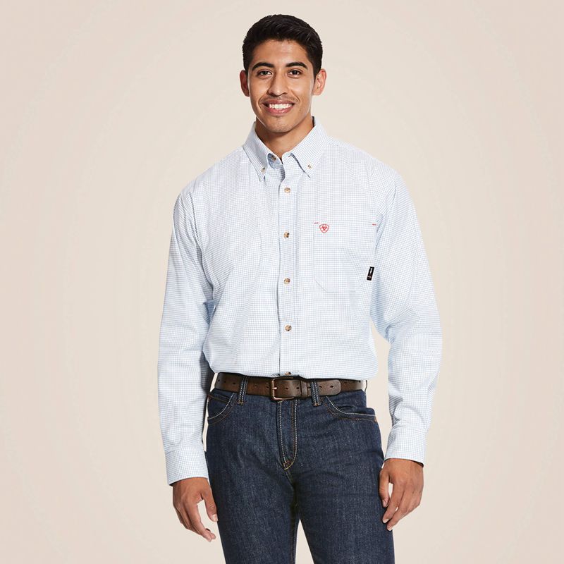 Ariat Fr Twill Durastretch Work Shirt Blanche Homme | WRK-54654824