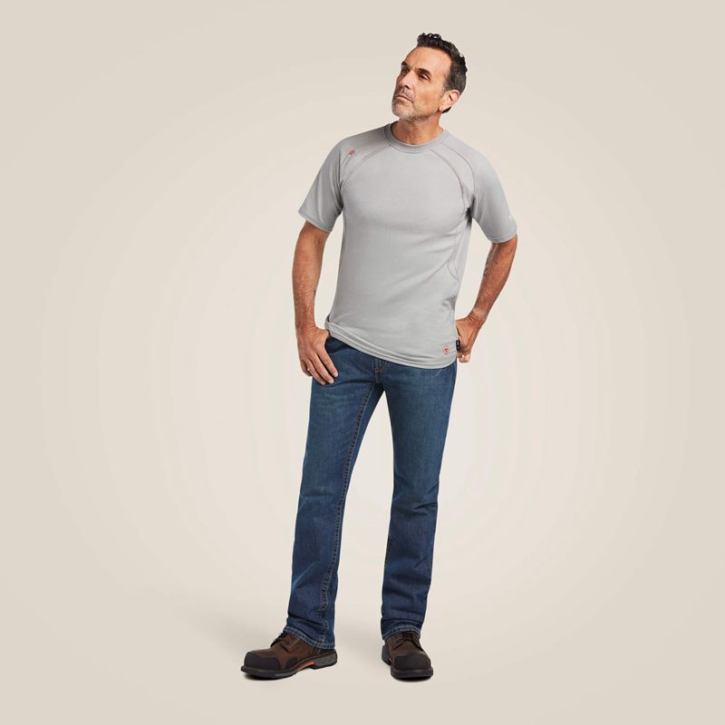 Ariat Fr Work Crew T-Shirt Argent Homme | JNO-07632162