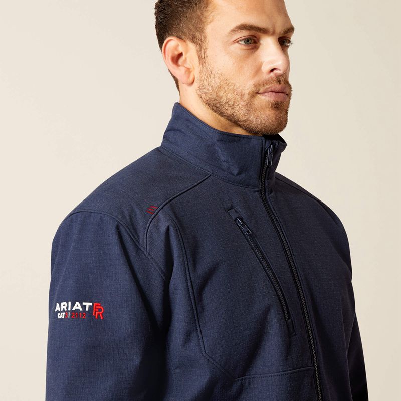 Ariat Fr Team Logo Softshell Jacket Navy/Usa Homme | OMS-34832642