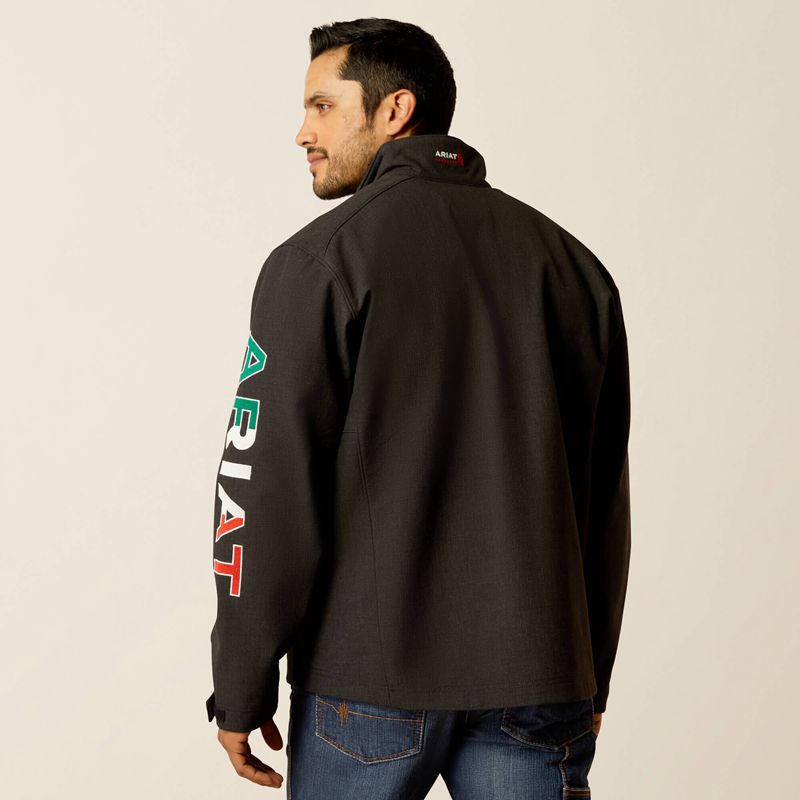 Ariat Fr Team Logo Softshell Jacket Black/Mexico Homme | LIC-53867040