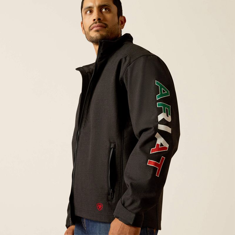 Ariat Fr Team Logo Softshell Jacket Black/Mexico Homme | LIC-53867040