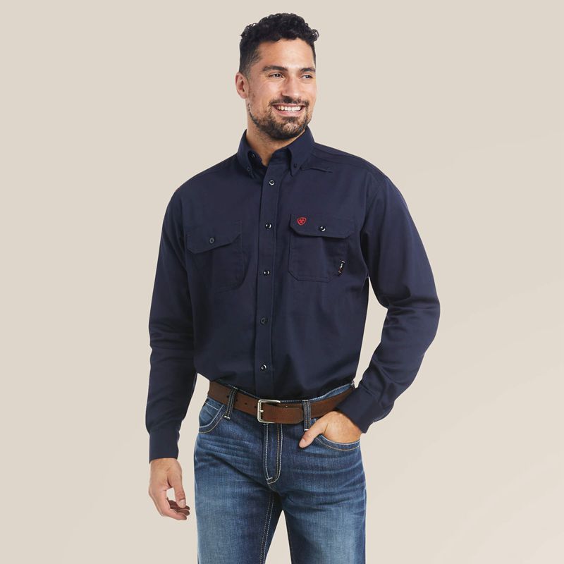 Ariat Fr Solid Work Shirt Bleu Marine Homme | KSL-25859788