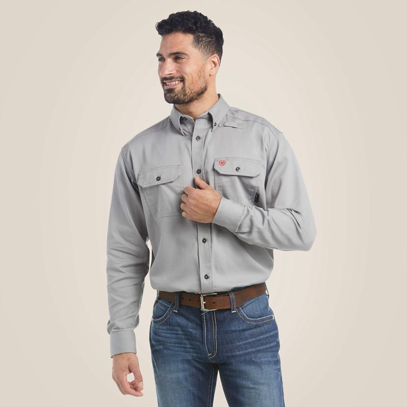 Ariat Fr Solid Work Shirt Argent Homme | SOT-41843598