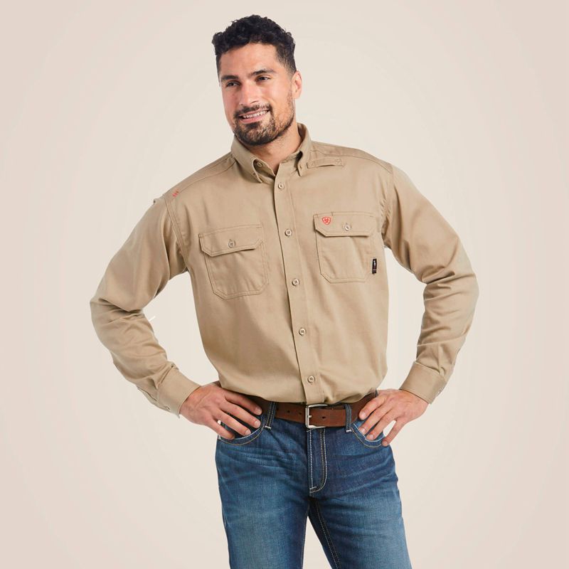 Ariat Fr Solid Work Shirt Kaki Homme | NAD-11324369