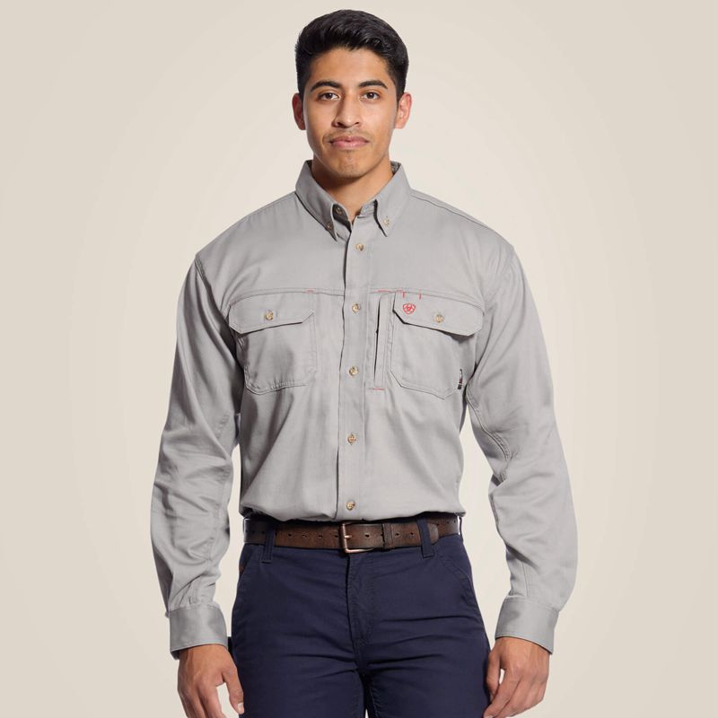 Ariat Fr Solid Vent Work Shirt Argent Homme | VPY-81500989