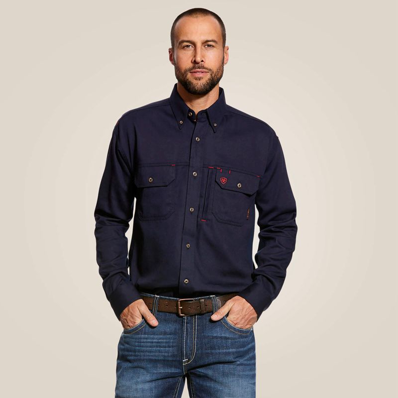 Ariat Fr Solid Vent Work Shirt Bleu Marine Homme | QPE-73298759