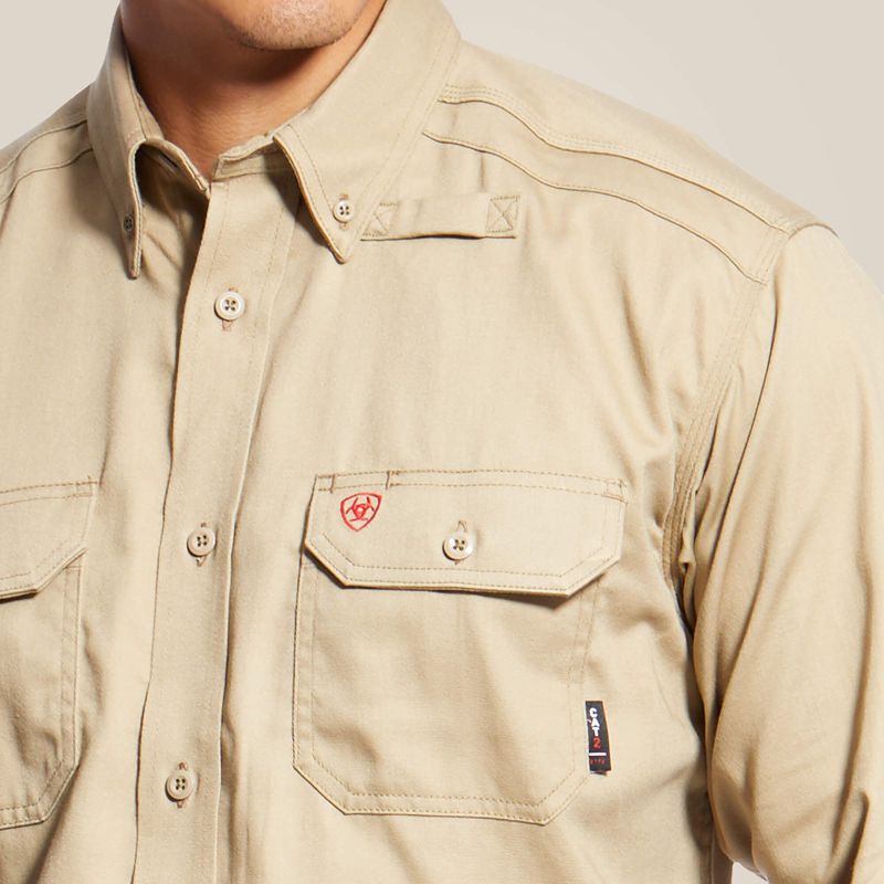 Ariat Fr Solid Work Shirt Kaki Homme | NAD-11324369