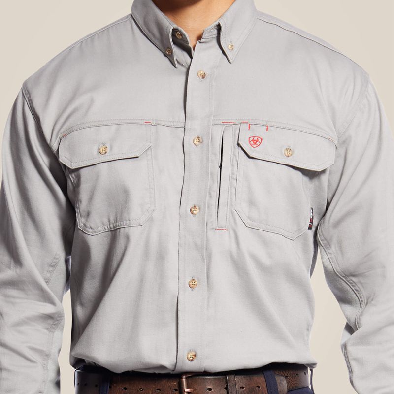 Ariat Fr Solid Vent Work Shirt Argent Homme | VPY-81500989