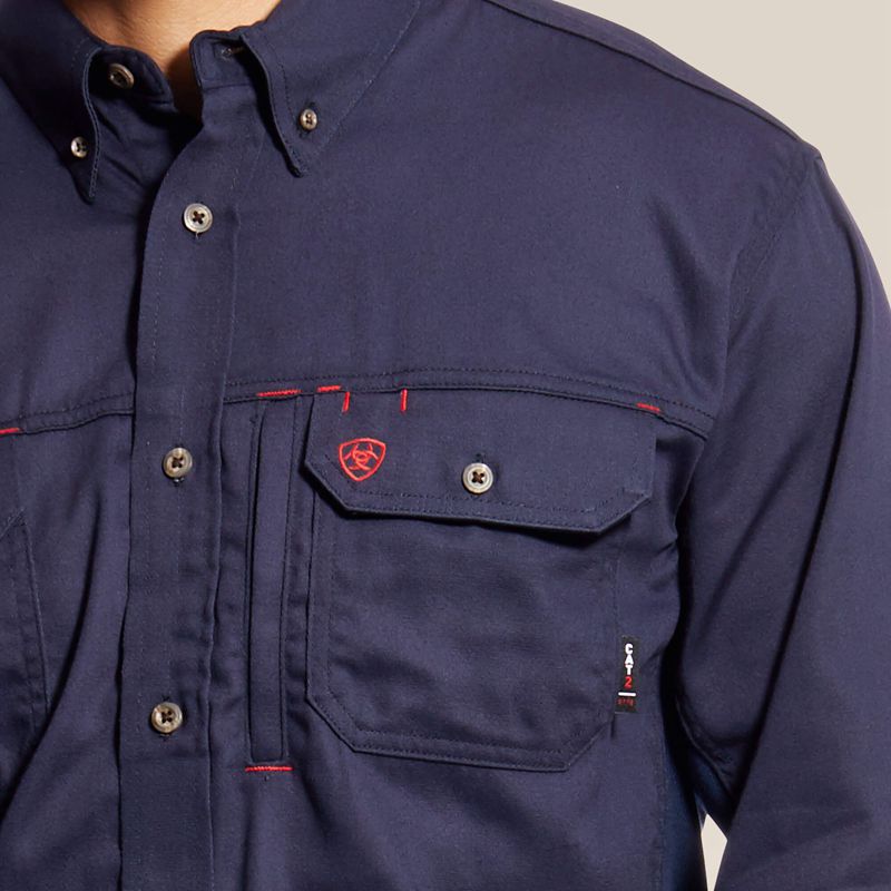 Ariat Fr Solid Vent Work Shirt Bleu Marine Homme | QPE-73298759