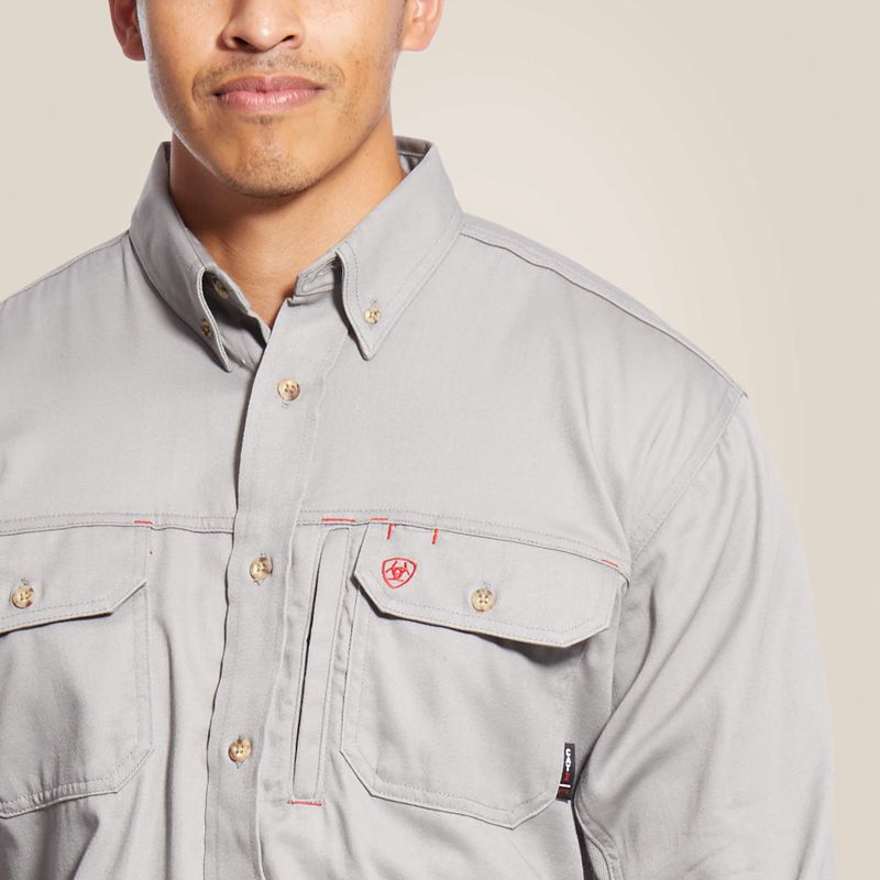 Ariat Fr Solid Vent Work Shirt Argent Homme | VPY-81500989