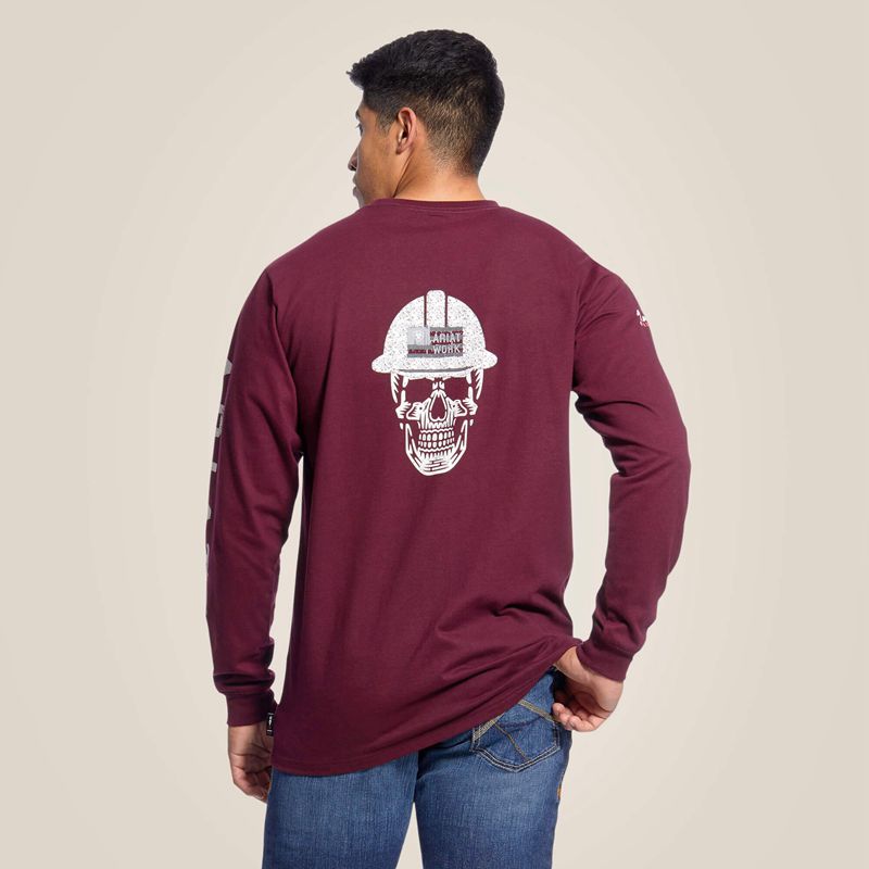 Ariat Fr Roughneck Skull Logo T-Shirt Malbec Homme | JSB-20384143