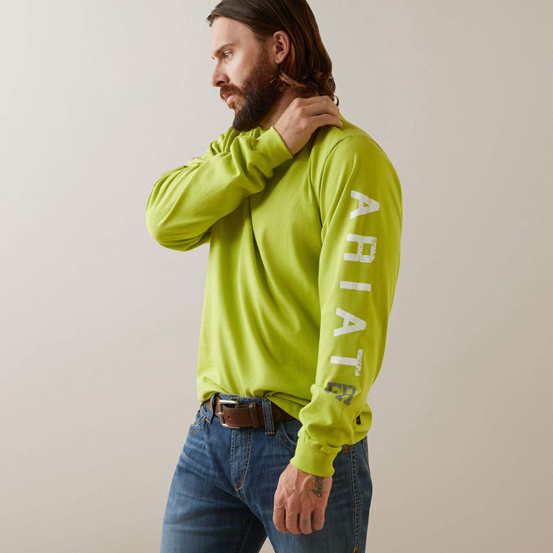 Ariat Fr Roughneck Skull Logo T-Shirt Bright Lime Homme | CHK-86237775