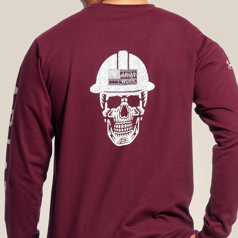 Ariat Fr Roughneck Skull Logo T-Shirt Malbec Homme | JSB-20384143