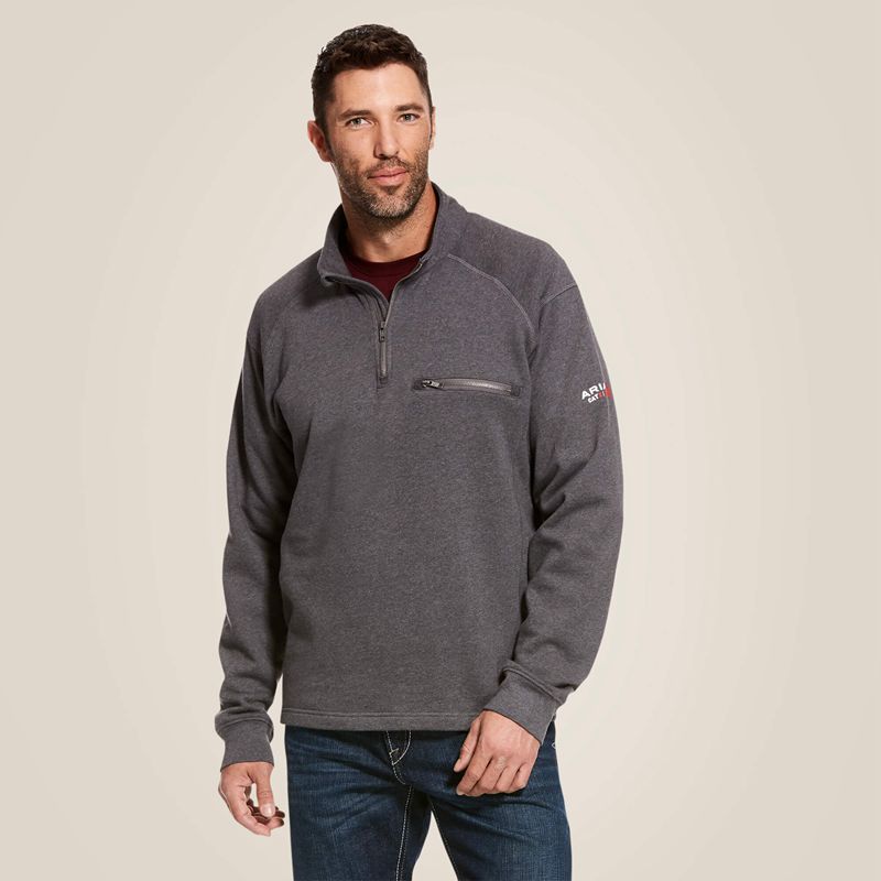 Ariat Fr Rev 1/4 Zip Top Charcoal Heather Homme | VWR-52657317