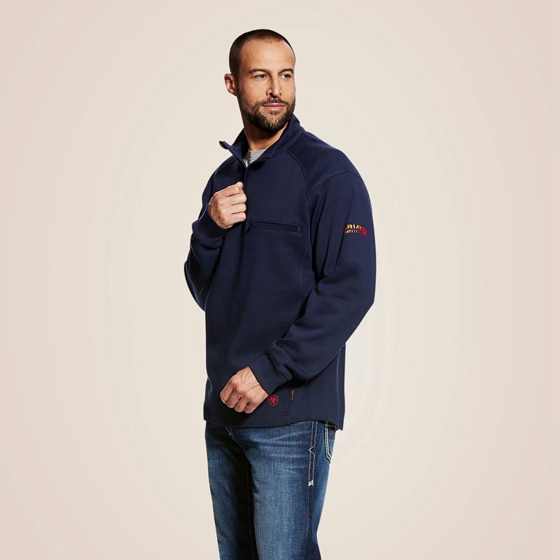 Ariat Fr Rev 1/4 Zip Top Bleu Marine Homme | UQV-04413510