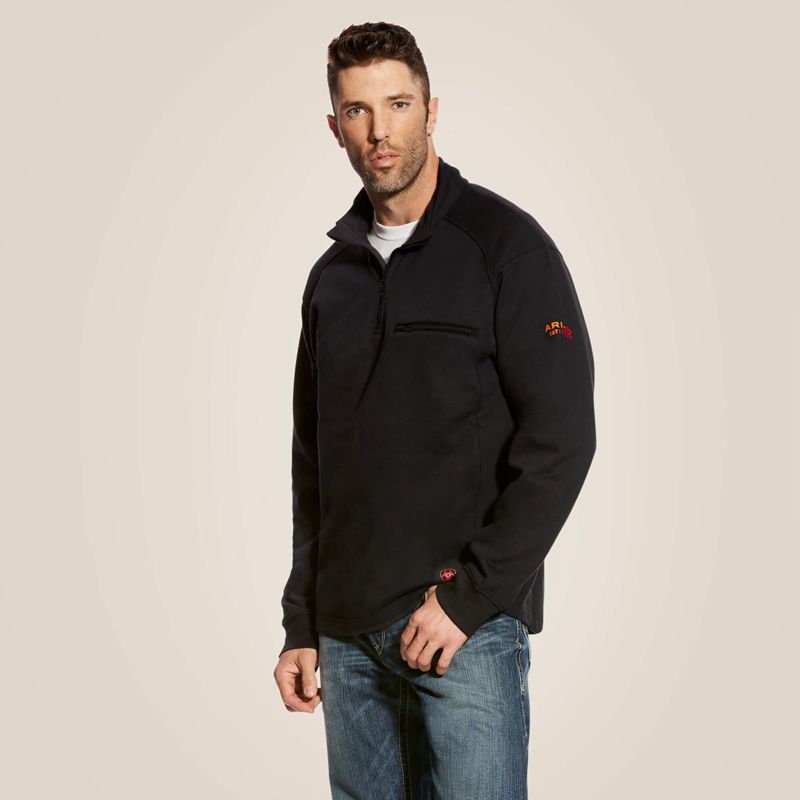 Ariat Fr Rev 1/4 Zip Top Noir Homme | DRB-01918097