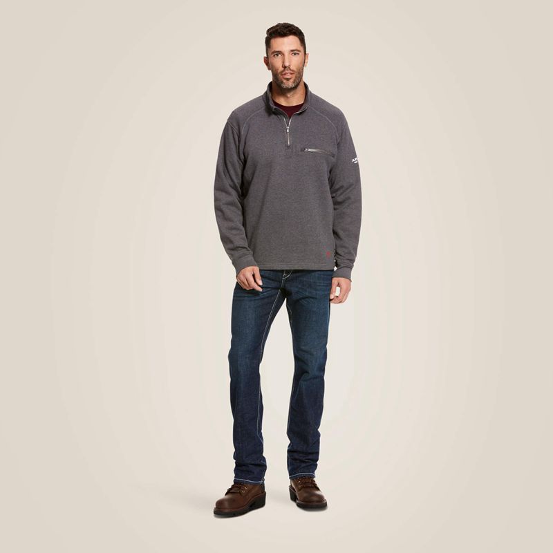 Ariat Fr Rev 1/4 Zip Top Charcoal Heather Homme | VWR-52657317