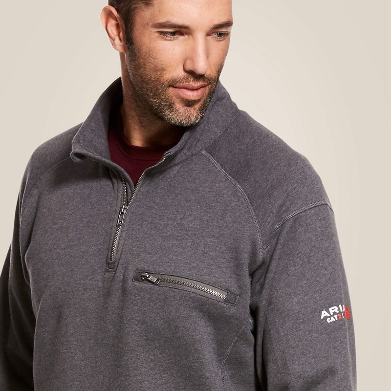 Ariat Fr Rev 1/4 Zip Top Charcoal Heather Homme | VWR-52657317