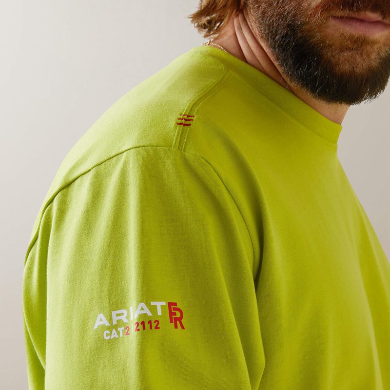 Ariat Fr Roughneck Skull Logo T-Shirt Bright Lime Homme | CHK-86237775