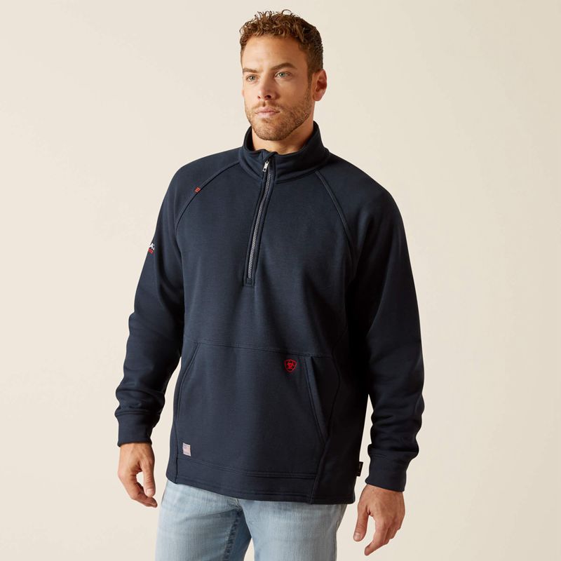 Ariat Fr Primo Fleece 2.0 1/4 Zip Sweater Bleu Marine Homme | AQG-65715294