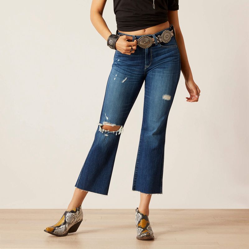 Ariat High Rise Caroly Flare Crop Jean Athena Femme | UHW-37390948