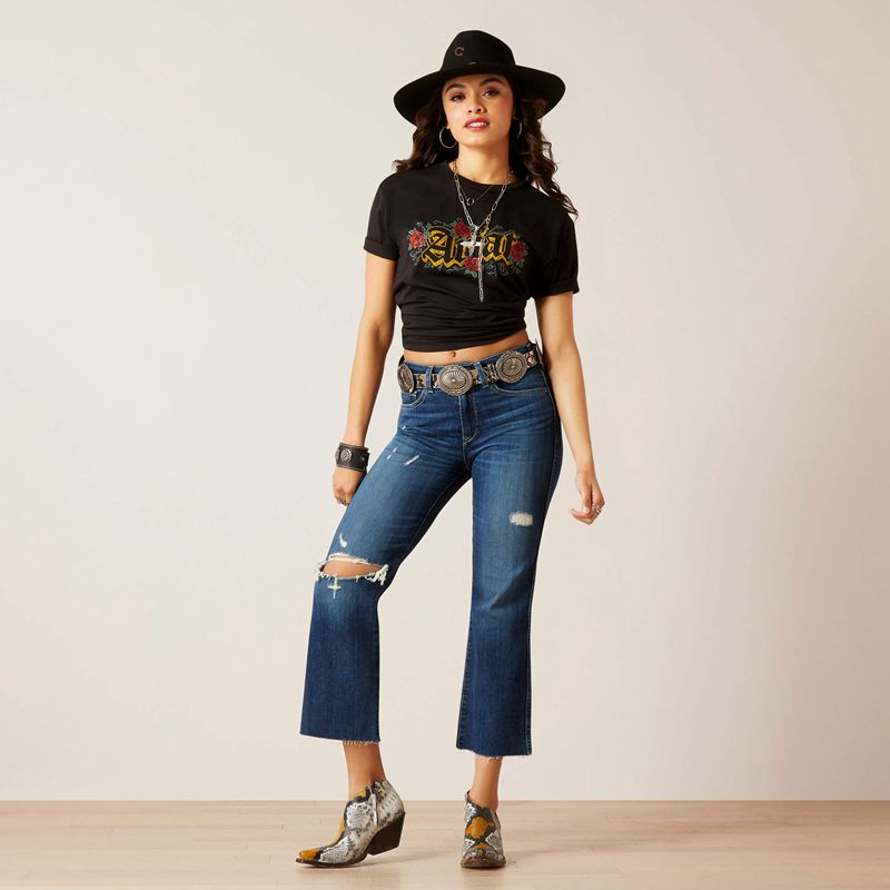 Ariat High Rise Caroly Flare Crop Jean Athena Femme | UHW-37390948