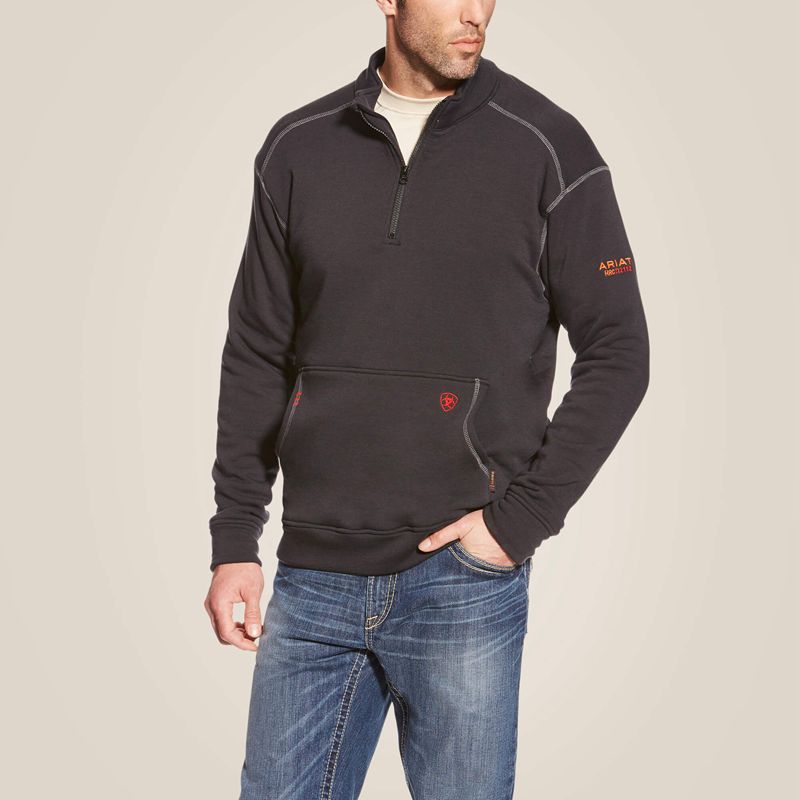 Ariat Fr Polartec Fleece 1/4 Zip Top Noir Homme | SPO-05515474