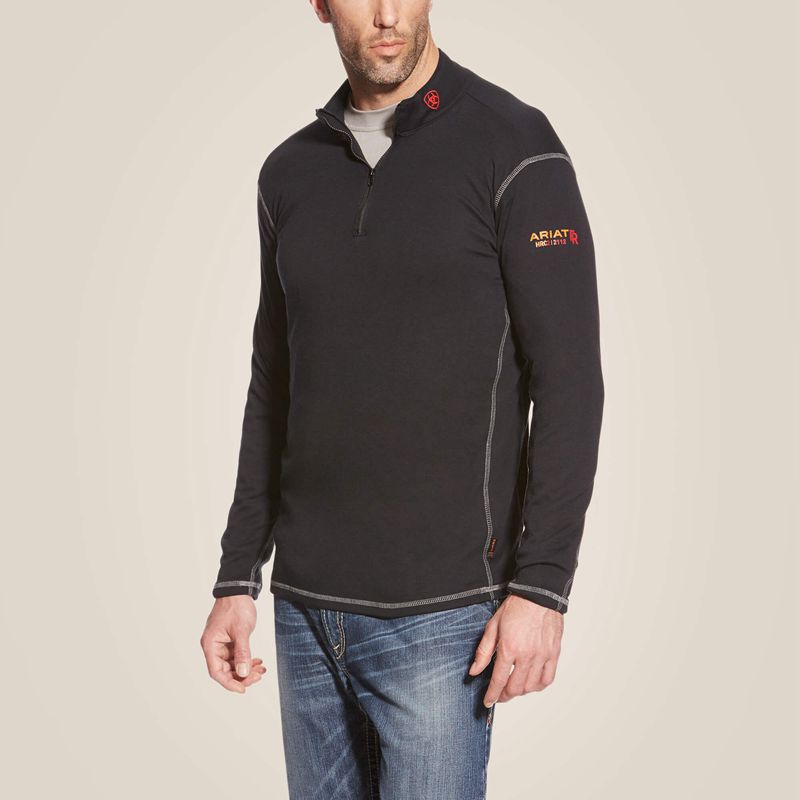 Ariat Fr Polartec 1/4 Zip Top Noir Homme | KVO-85792472