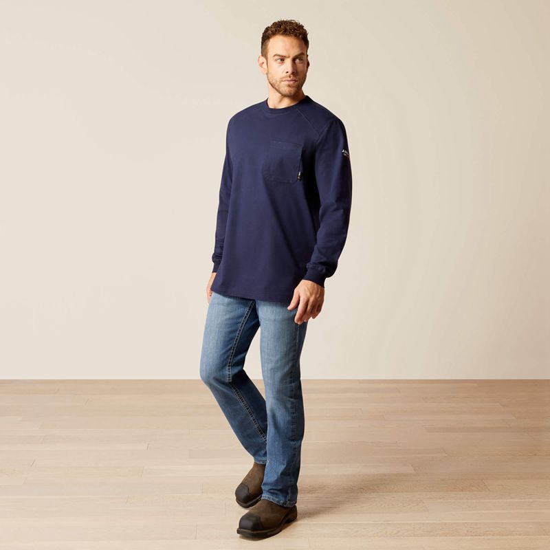 Ariat Fr Pima T-Shirt Bleu Marine Homme | NWJ-08324504