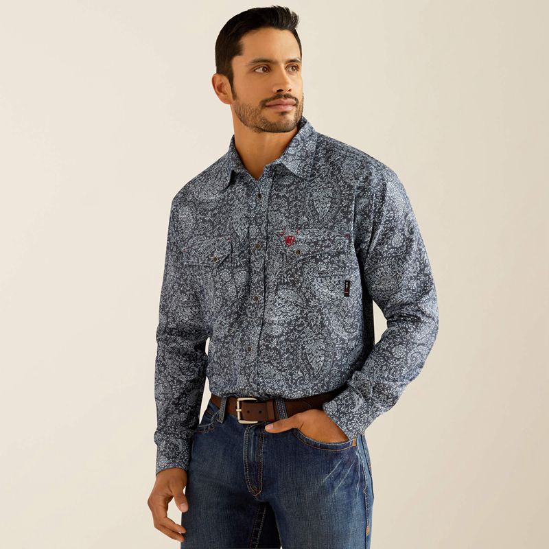 Ariat Fr Pacific Snap Work Shirt Bleu Marine Homme | FJH-19674195