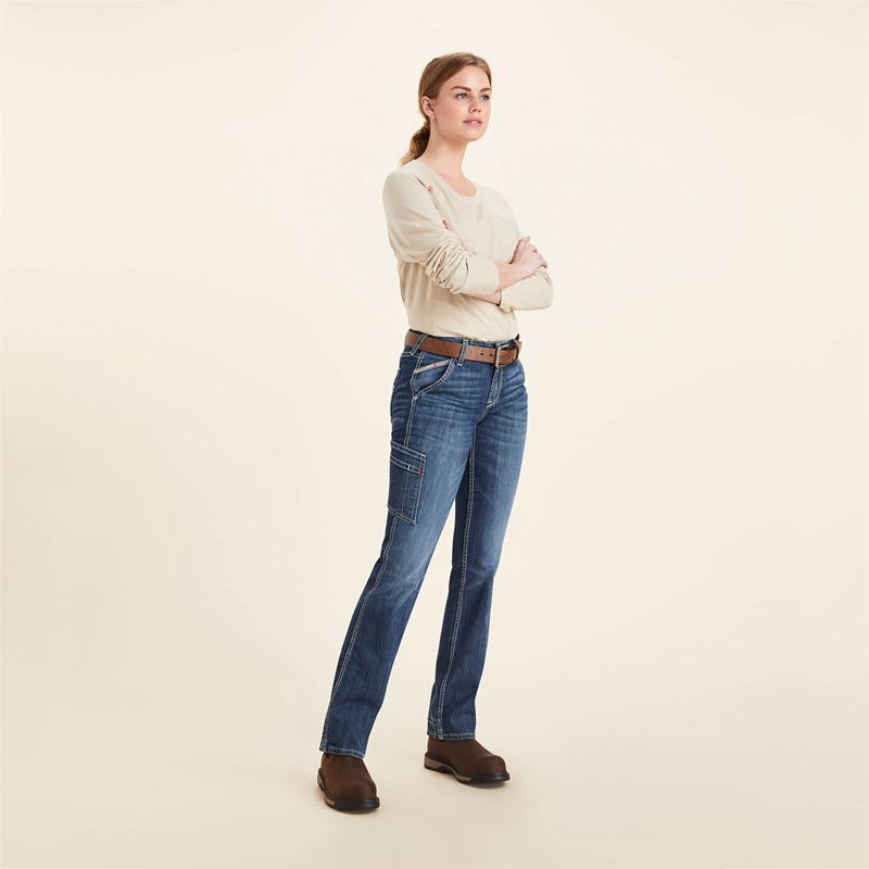 Ariat Fr Perfect Rise Duralight Stretch Cell Phone Straight Jean Lazuli Femme | SDC-73286959