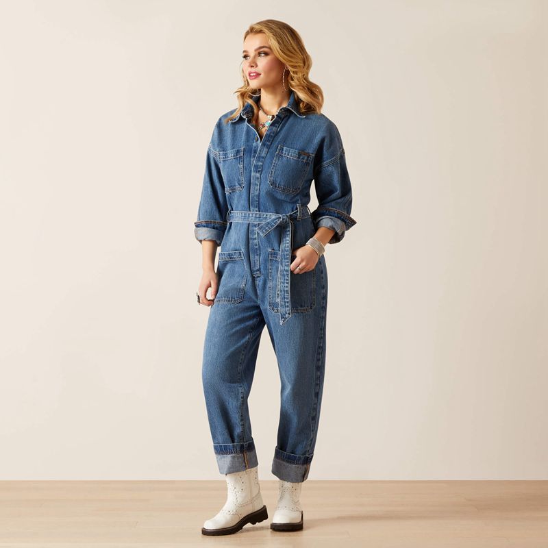 Ariat Denim Jumpsuit Georgia Femme | XBY-14613476