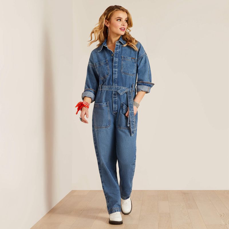 Ariat Denim Jumpsuit Georgia Femme | XBY-14613476