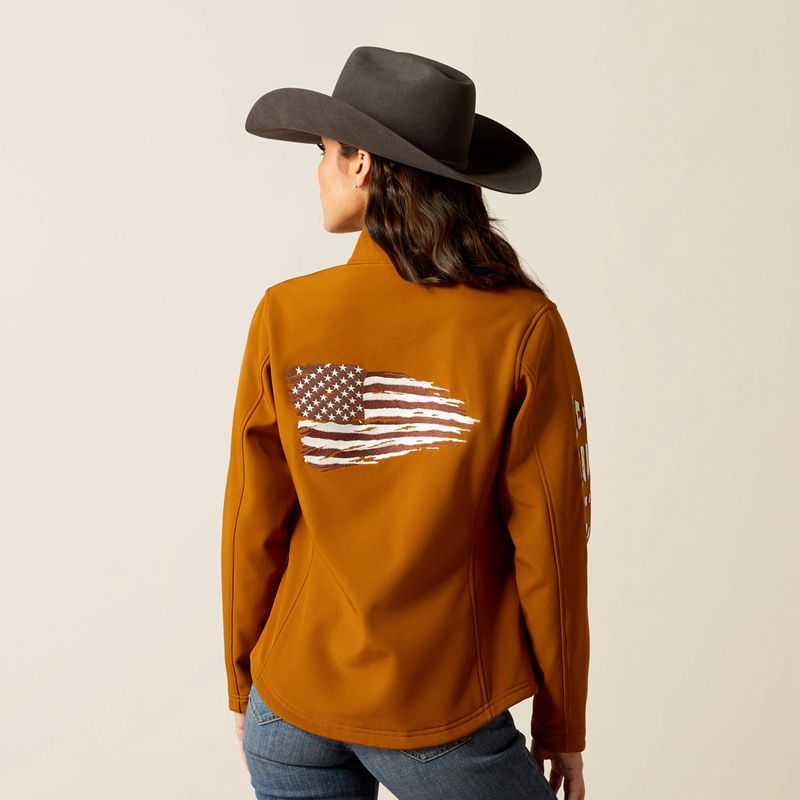 Ariat Team Patriot Softshell Jacket Chestnut Horse Femme | AKQ-64053933