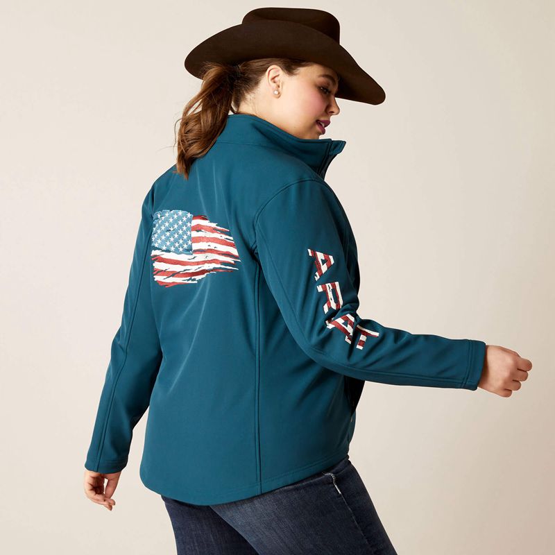 Ariat Team Patriot Softshell Jacket Reflecting Pond Femme | NOP-93873662