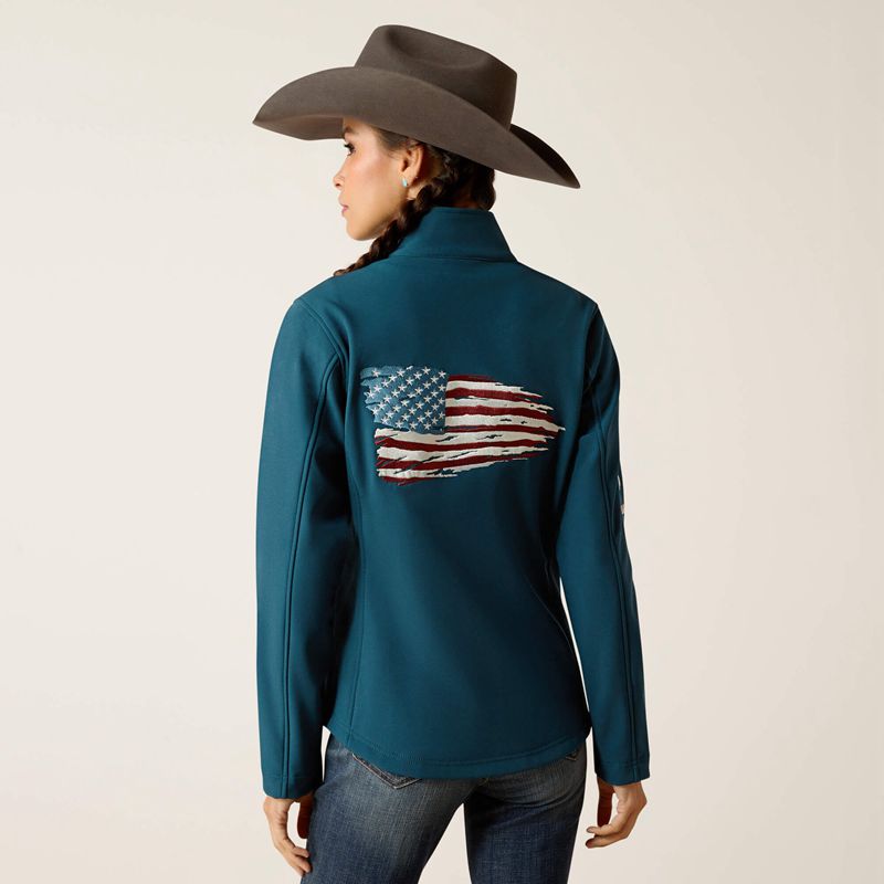 Ariat Team Patriot Softshell Jacket Reflecting Pond Femme | NOP-93873662