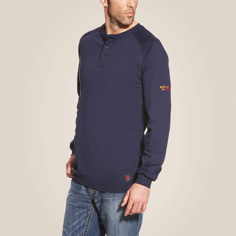 Ariat Fr Henley Top Bleu Marine Homme | JPI-86922856