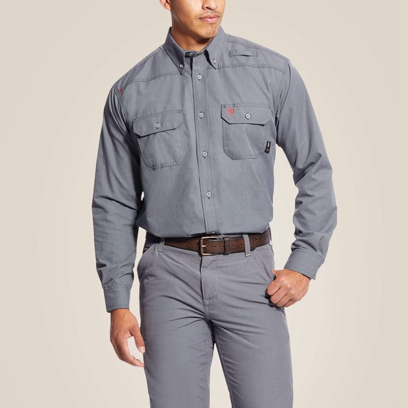 Ariat Fr Featherlight Work Shirt Gunmetal Homme | APB-73586234