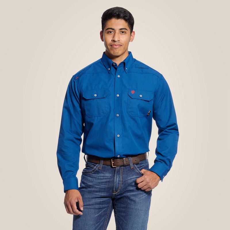 Ariat Fr Featherlight Work Shirt Bleu Royal Bleu Homme | OAR-29348090