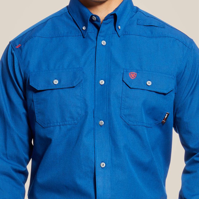 Ariat Fr Featherlight Work Shirt Bleu Royal Bleu Homme | OAR-29348090