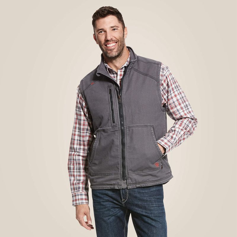 Ariat Fr Duralight Stretch Canvas Vest Iron Gray Homme | AYM-41565459