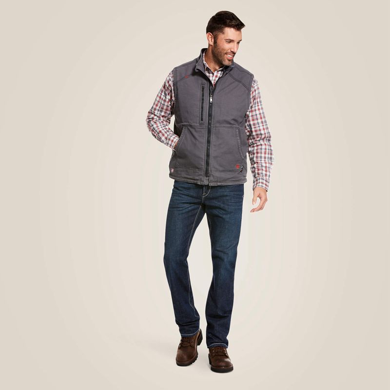 Ariat Fr Duralight Stretch Canvas Vest Iron Gray Homme | AYM-41565459