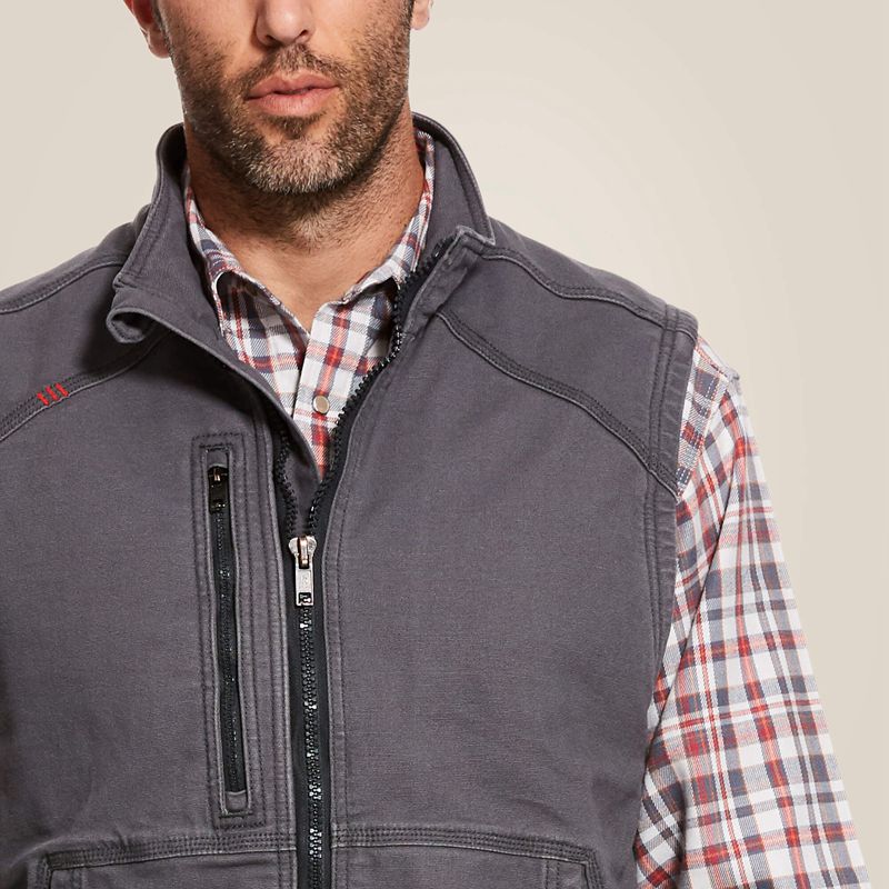 Ariat Fr Duralight Stretch Canvas Vest Iron Gray Homme | AYM-41565459