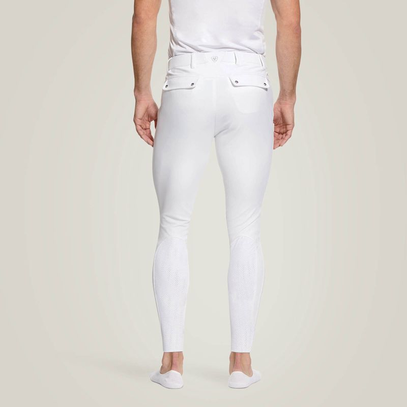 Ariat Tri Factor Grip Knee Patch Breech Blanche Homme | XWG-58039365