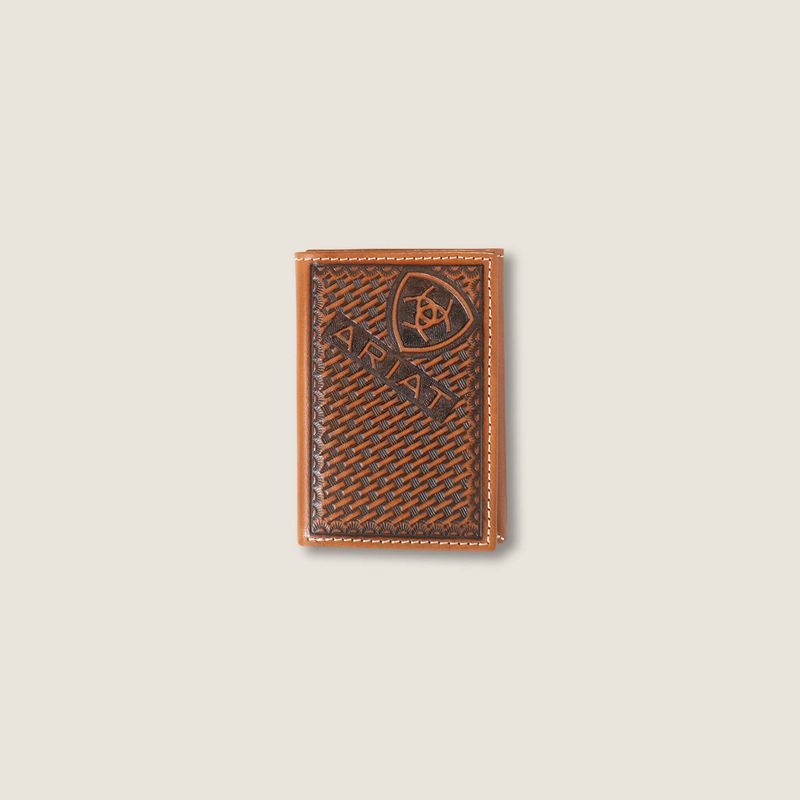 Ariat Weaved Trifold Wallet Marron Homme | TZE-05342065